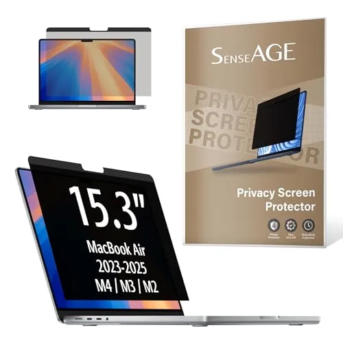SenseAGE Magnetischer Blickschutzfilter für MacBook Air 15,3 Zoll (2023-2025 M2/M3/M4), Anti-Spy & Anti-Blaulicht Sichtschutzfolie, Laptop Privacy Screen Protector, Sichtschutz Filter