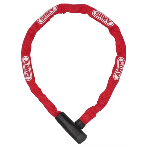 ABUS 72489 Fahrradschloss, Rot, 75 cm - Fahrradschloss der Sicherheitsklasse 5 mit 5 mm dicker Stahlkette, ummantelt mit Textilschlauch zum Schutz vor Lackschäden. Flexibel und ideal für den Alltag.