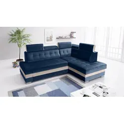 Robin Paris Ecksofa mit Schlaffunktion Bettkasten 5 Verstellbare Kopfstützen Sofa L-Form Schlafsofa Freistehende Eckcouch Schlafcouch Wohnzimmerm...