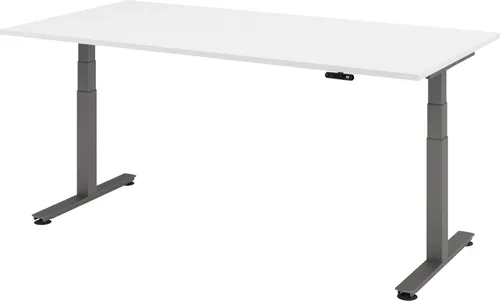 bümö Xdsm Elektrischer Schreibtisch, Weiß, 200x100 cm - Ergonomischer Kinderschreibtisch mit stufenlos einstellbarer Höhe von 63,5-128,5 cm, ideal für wachsende Kinder und Jugendliche. Robuste Tischplatte mit hoher Kratzfestigkeit und Memoryfunktion für individuelle Arbeitshöhen.