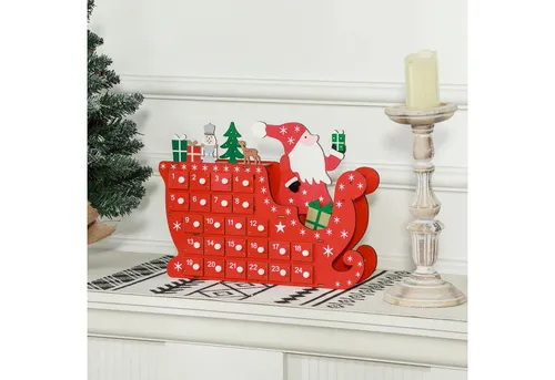 HOMCOM Adventskalender zum Befüllen mit 24 Schubladen - Adventskalender in Weihnachtsmann-Design, ideal für festliche Überraschungen. Wiederverwendbar und perfekt für Schreibtisch oder Kamin. Genießen Sie 24 magische Tage bis Weihnachten!