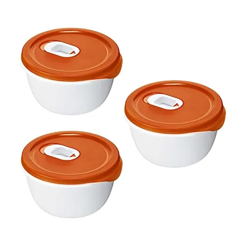 Rotho Micro Clever 3er-Set Mikrowellen-Schüssel 0.8l - Frischhaltedosen mit Dampfventil, ideal zum Erwärmen und Transportieren von Speisen, lebensmittelecht und BPA-frei, perfekt für Schule und Büro.