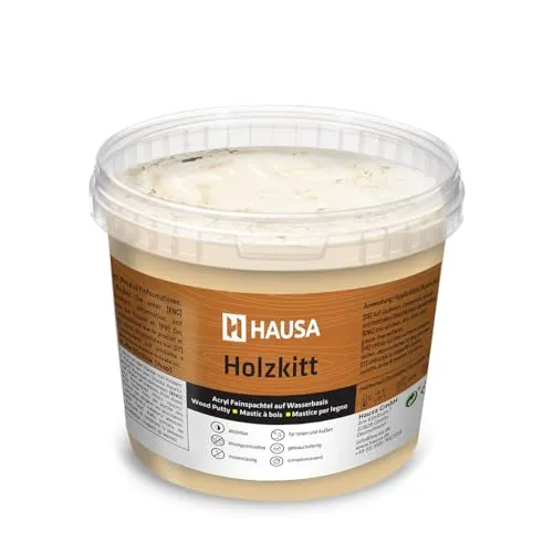 HAUSA Holzkitt 1 kg Birke Holzspachtelmasse, Kitt für Holz, Holzspachtel/Füllmasse zum Reparieren von Holzschäden gebrauchsfertig ausgezeichnete Füllkraft schnelltrocknend rissbeständig