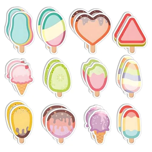 iJiZuo 24Pack Haftnotizen, 720 Blatt Süße Sticky Notes, Selbstklebende Haftnotizzettel, Selbstklebende Notizblöcke für Kinder Geschenke, Büro Schule Haus Kühlschrank(Eiscreme-Muster)