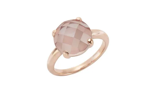 Jamelli Fingerring 925 Sterling Silber rosé-vergoldet mit echtem Rosenquarz - Eleganter Ring aus 925 Sterling Silber, rosé-vergoldet mit einem auffälligen 12mm Rosenquarz. Ideal für besondere Anlässe oder als stilvolles Accessoire.