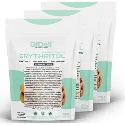 GiDeli Erythritol 3x1kg Doypack Zuckerersatz Natürlich Kalorienarm Premium Set