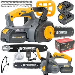 POWERMAT Akku Kettensäge 21V mit 2x4.0Ah Akku