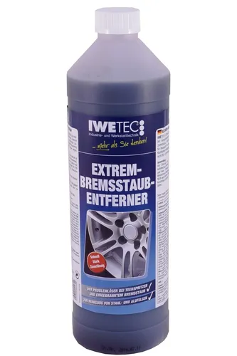 Iwetec Bremsstaub-Entferner 1 Liter mit Sprühkopf - Reifen- & Räderreinigung, effektive Entfernung von Bremsstaub für ein sauberes Fahrzeug und optimale Sicht.