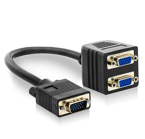 deleyCON deleyCON S-VGA Y-Adapter Splitter Verteiler - S-VGA Stecker zu 2x Video-Kabel