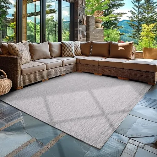 Carpettex In & Outdoor Teppich Wetterfest 60 x 100 cm Grau - Sisal Optik Balkon Teppich Waschbar, Wasserfest und Flachgewebe - Ideal als Teppich für Küche, Terrasse, Garten und Camping