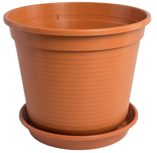 Blumentopf Standard mit Untersetzer in versch. Größen und Farben, Farbe:Terracotta, Durchmesser:32 cm