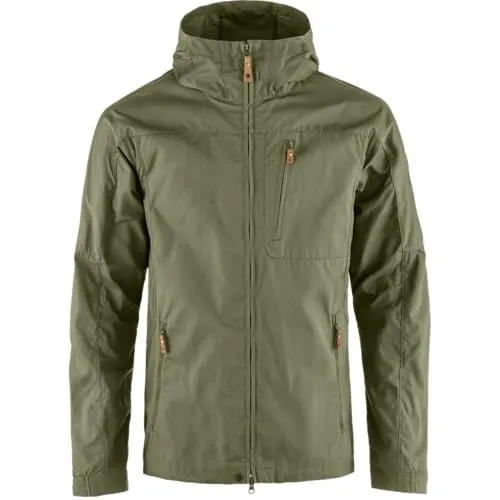 Fjällräven Sten Jacket Green Men (L) - Funktionsjacke aus robustem G-1000 Material, ideal für Outdoor-Aktivitäten. Mit verstellbarer Kapuze, mehreren Taschen und wind- sowie wetterfest durch Wachsbehandlung.