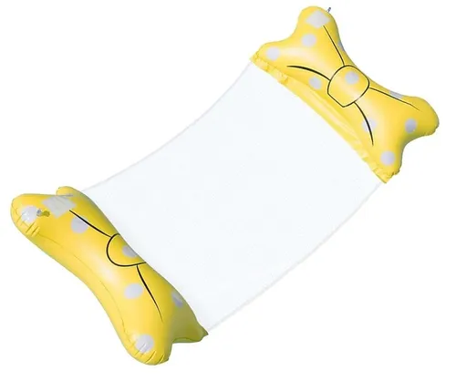 Wasserhängematte, Schwimmbett, aufblasbar, mit gelben Taschen, 140 x 70 cm