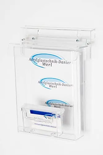Acrylglastechnik Danier Prospektbox DIN A5 mit Visitenkartenbox wetterfest