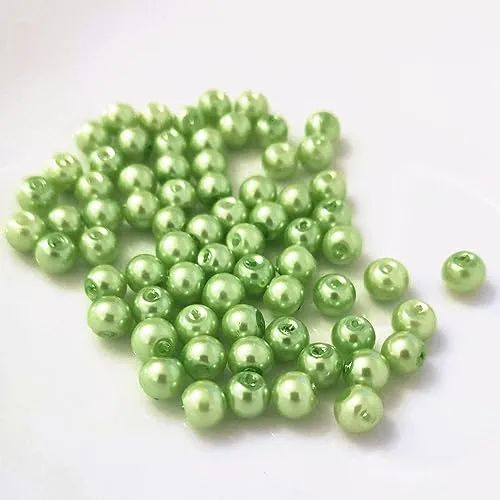 Kopper-24 (8 mm/Grün hell) Glasperlen - Bastelperlen aus Glas rund - 30 Farben mit Loch Perlen zum Basteln auffädeln Armbänder Traumfänger bunt Set DIY mini kleine große Kinder Bastelperlen Schmuck