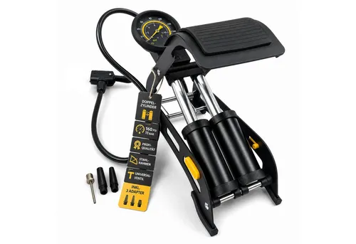 Pitlane Performance Luftpumpe für alle Ventile – Doppelzylinder-Fußpumpe