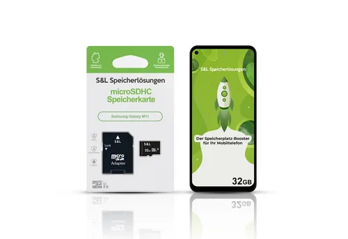 Tec-Expert microSD Karte S&L für Samsung Galaxy M11 Speicherkarte (32 GB, Class 10, microSDHC)