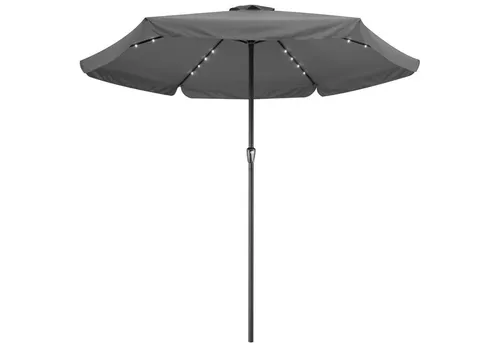 Kingsleeve® Sonnenschirm 330cm mit LED & UV Schutz 80+ - Sonnenschirm mit Ø 3,3m, UV-Schutz 80+ für optimalen Sonnenschutz, integrierte LEDs für stimmungsvolles Licht und leichtgängiges Kurbel-System für müheloses Öffnen und Schließen.