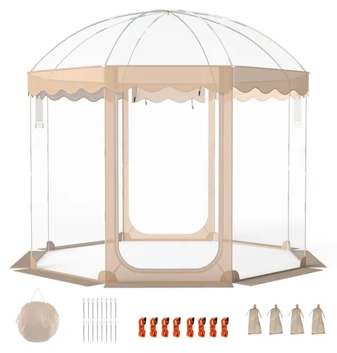 COSTWAY Transparentes Pop up Zelt für 8-10 Personen – Wetterfest & Schnell Aufgebaut - Erleben Sie den Komfort des COSTWAY Pop up Zeltes mit 540° Blick und Platz für bis zu 10 Personen. Das wetterfeste Design garantiert Schutz bei jedem Wetter und der schnelle Aufbau macht es ideal für spontane Outdoor-Aktivitäten.