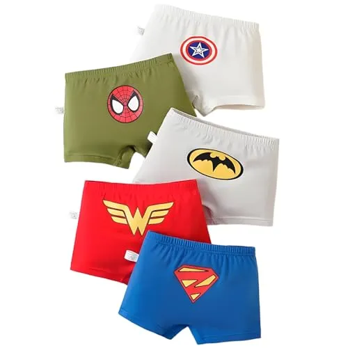 FORUSKY 5er Pack Jungen Boxershorts, Unterwäsche, weich, atmungsaktiv,, 5 - Packung C, 2-3 Jahre