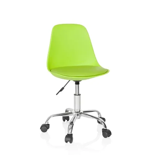 hjh OFFICE 742012 Kinder- und Jugenddrehstuhl Fancy II - Höhenverstellbarer Drehstuhl in Grün - Bürostuhl für Kinder ab 110 cm Körpergröße, ergonomisch geformte Rückenlehne und pflegeleichter Kunstleder-Bezug für hohen Sitzkomfort.