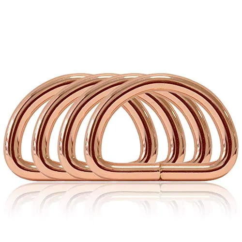 Ganzoo D - Ring aus Stahl, 4er Set, Innenmaß 32mm, Materialstärke 5mm, DIY Hunde-Halsband, nichtrostend, geschweißt, Ideal mit Paracord 550, Farbe Rose-Gold