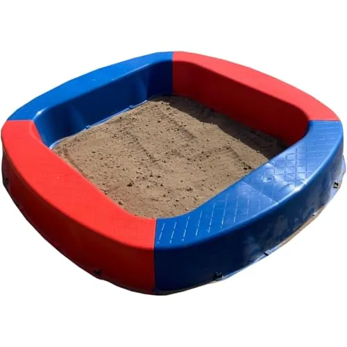 BURI Premium Sandkasten 150 x 150 cm – Robuster Buddelkasten in Rot/Blau, Made in Germany