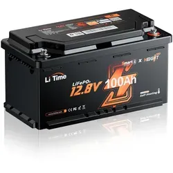 LiTime 12V 100Ah H190 Lithium Batterie mit Bluetooth für Wohnmobile - Leistungsstarke 12V 100Ah LiFePO4 Batterie mit Bluetooth und Heizfunktion. Ideal für Wohnmobile, bietet zuverlässige Energieversorgung und einfache Überwachung der Batterieleistung.