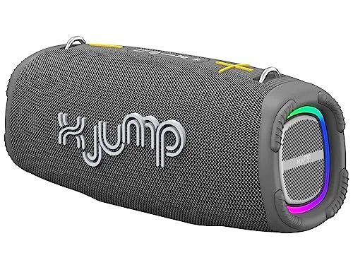 X JUMP XJ 200 Bluetooth-Lautsprecher, 90 W, hohe Leistung, mit TWS-Funktion, USB, AUX-IN, integriertes Mikrofon, Bluetooth-Lautsprecher, wasserdicht, IPX5, Grau