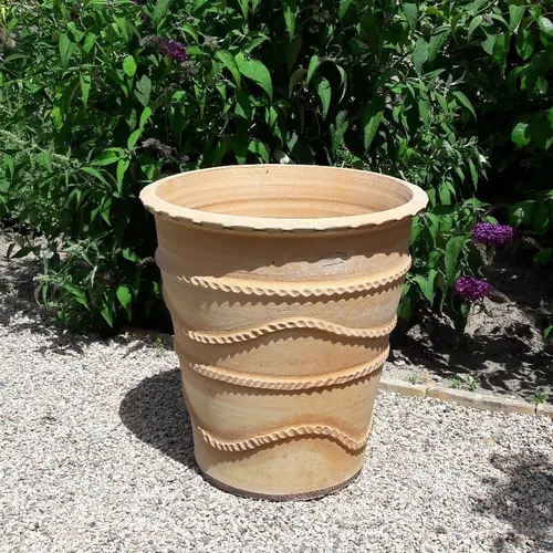 handgefertigtes Terracotta Pflanzgefäß, frostfester Pflanzkübel Acanthus 50 cm