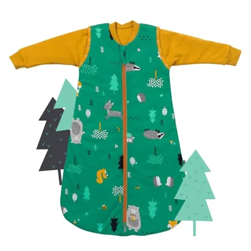 schlummersack Schlafsack Baby Bio Baumwolle ganzjährig 70 cm Bauernhof | Babyschlafsack mit Ärmel abnehmbar 2.5 Tog Baby Schlafsack ganzjährig | Ganzjahres Schlafsack Baby Bio