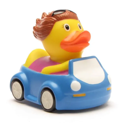 Ente Autofahrerin Badeente-Quietscheente-Gummiente-Quietscheentchen-Plastikente