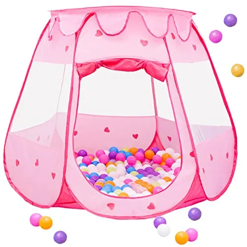 LittleTom Bällebad Mädchen - 300 Bälle - Spielzelt für Drinnen & Draußen - Spielzelt für Kinder ab 1 Jahr, inklusive 300 Bällen. Ideal als Indoor-Spielplatz oder für den Garten, fördert Motorik und Koordination beim Spielen.