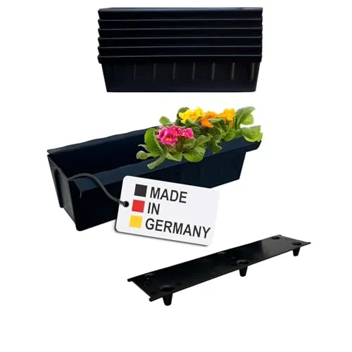 BURI 6 Euro-Paletten Blumenkästen-Einsätze inkl. Bewässerungsmatte | mit Hängesystem zum Einhängen | 37,3cm Schwarz | Pflanzkasten für Europalette Palette | Balkonkasten | Blumentopf | extrem stabil
