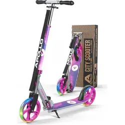 Apollo XXL Wheel Scooter - Klappbarer Cityroller mit 200 mm LED Wheels, höhenverstellbar für Kinder ab 6 Jahren und Erwachsene bis 100 kg