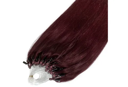 hair2heart Echthaar-Extension Premium Microring Extensions #55/66 Hellbraun Violett 40cm