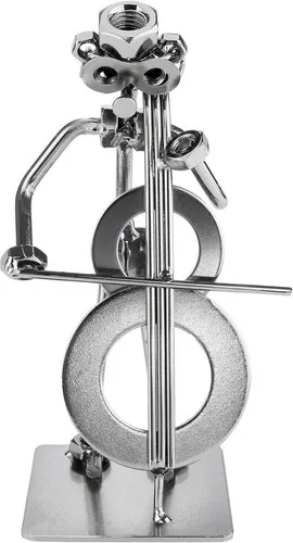 BRUBAKER Dekofigur Schraubenmännchen Musiker mit Cello (Handarbeit Eisenfigur Metallmännchen Cellospieler, 1 St., Metallfigur Streichmusiker Dekoration), Geschenk für Cellisten