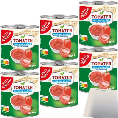 Gut&Günstig Tomaten ganz geschält mit Tomatensaft 6er Pack 6x800g Dose usy Block