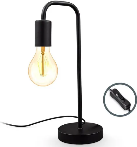 Vintage Tischlampe Retro E27 Schwarz