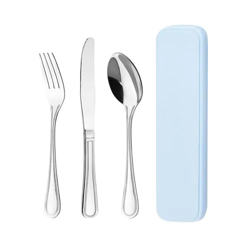 Otto Koning Besteck Set - Kompaktes und leichtes Reiseetui, Camping Besteck Set aus hochwertigem Edelstahl - Gabel, Löffel, Messer - Spülmaschinengeeignet, Hochglanzpoliert, Umweltfreundlich