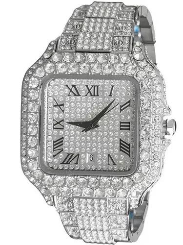 S&T Design Quarzuhr Iced Out – Luxus Armbanduhr mit römischen Ziffern - Entdecken Sie die S&T Design Quarzuhr Iced Out: Eine stilvolle Herrenarmbanduhr aus Edelstahl mit funkelnden Zirkonia-Steinen. Perfekt für besondere Anlässe und den Alltag, inklusive hochwertiger Lederbox.