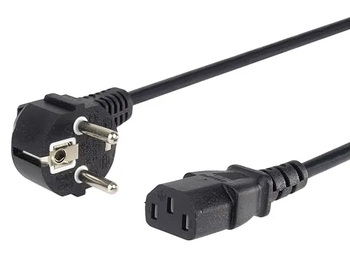 PremiumCord,kpsp5,Netzkabel AA8230V 5m,Stromkabel mit Schutzkontaktgewinkelt auf Kaltgerätebuchse C13, IEC320, PC Netzkabel 3 Polig, Farbe schwarz
