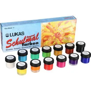 Lukas-Nerchau Farbkasten Schulmalfarben S 13, 13 Farben inkl. Deckweiß, je 18ml