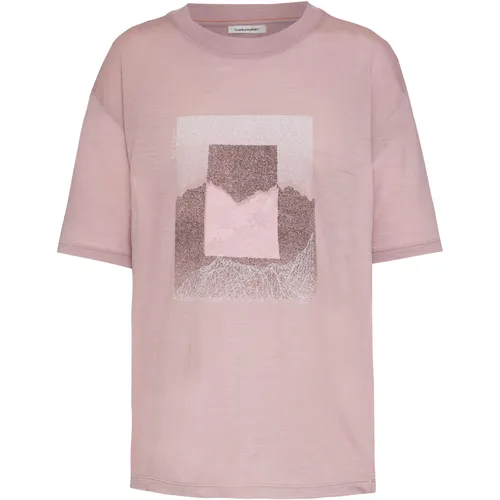 Icebreaker Damen 150 Tech Lite Mountain Shift T-Shirt (Größe M, beige) - Atmungsaktives Funktionsshirt aus Merinowolle, ideal für Outdoor-Aktivitäten. Bietet natürlichen Tragekomfort und optimale Bewegungsfreiheit beim Wandern.
