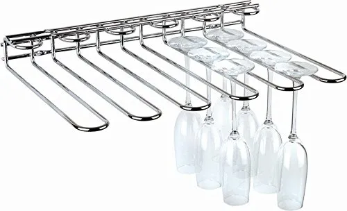 APS 93400 Gläserschiene 45 x 32 cm, H: 6 cm - Praktische Gläserschiene aus verchromtem Metall, 6 mm stark, ideal für die Wand- und Deckenmontage, bietet Platz für 20 Gläser und sorgt für Ordnung in Ihrer Bar.