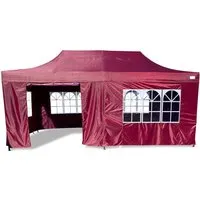Grasekamp Faltpavillon Premium Line 3x6m mit Seitenteilen, Bordeaux - Praktischer Faltpavillon für vielfältige Anwendungen. Inklusive Transporttasche, Spannseilen und Erdnägeln. Schnell auf- und abgebaut, ideal für Gartenpartys oder Events.