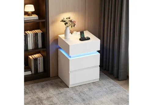Fine Life Pro Nachttisch mit LED-Licht und Ladestation