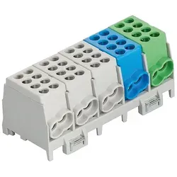 Hauptleitungs-Abzweigklemme - 3x grau, 1x blau, 1x grün 10x Eingang 25 mm2 / 10x Ausgang 25 mm2