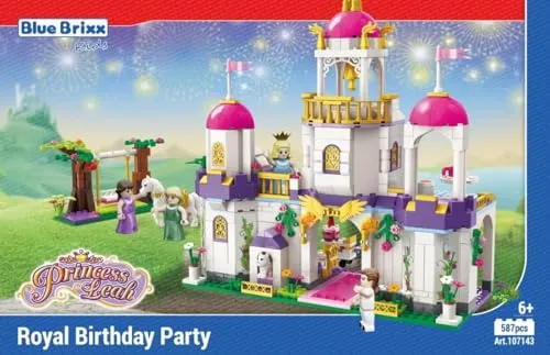 BlueBrixx Kids 107143 – Princess Leah: Königliche Geburtstagsfeier aus Klemmbausteinen mit 587 Bauelementen