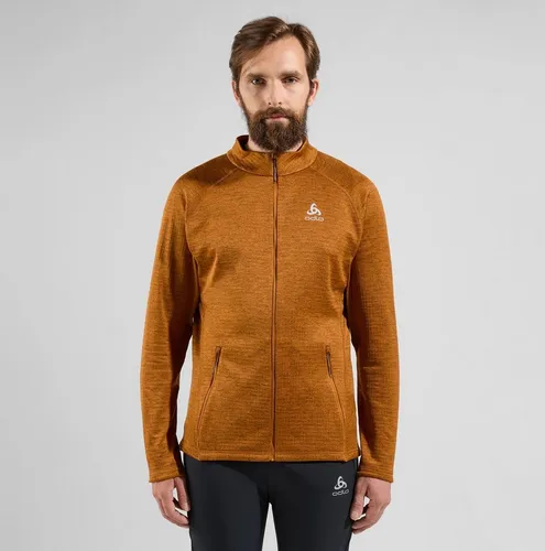 Odlo Fleecejacke Tenica Mid Layer Full Zip - Herren in Braun/Orange, Größe L - Odlo Outdoorbekleidung - Diese leichte Fleecejacke bietet maximale Wärme bei minimalem Gewicht, ideal für anspruchsvolle Outdoor-Aktivitäten.
